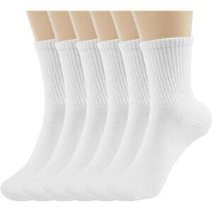 Womens Cotton Crew Socks Above Ankle Soft Casual Everyday Socks 6 Pack Size 5 10